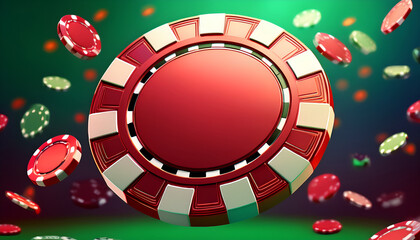 3D Casino Chips or Flying Realistic Tokens for Gambling and Entertainment in a Volumetric Scene