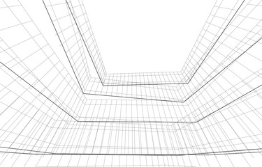 Urban Wireframe – Modern Architectural Perspective