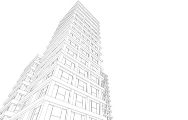 Fototapeta premium Urban Wireframe – Modern Architectural Perspective