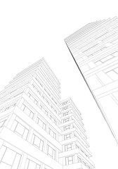 Urban Wireframe – Modern Architectural Perspective