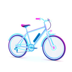 Fototapeta premium Bicycle holographic 3D icon. neon symbol vector illustration isolated on white background. Generative AI