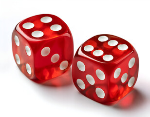 Two red casino dice. High resolution of clean new dices, white background