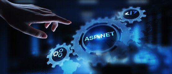 ASP.NET Development programming language concept on virtual screen.