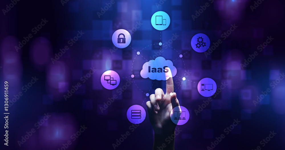 Poster iaas - infrastructure as a service, networking and application platform. internet and technology con