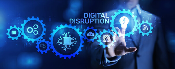Digital disruption transformation digitalization innovation technology business concept.