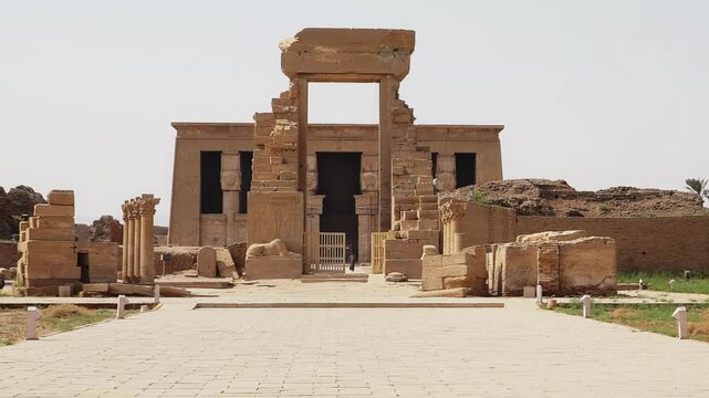 Dendera temple or Temple of Hathor. Egypt. Dendera, Denderah, is a small town in Egypt. Dendera Temple complex, one of the best-preserved temple sites from ancient Upper Egypt.