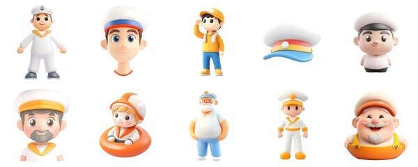 Fototapeta premium Sailor Characters and Playful Swimming Gear
