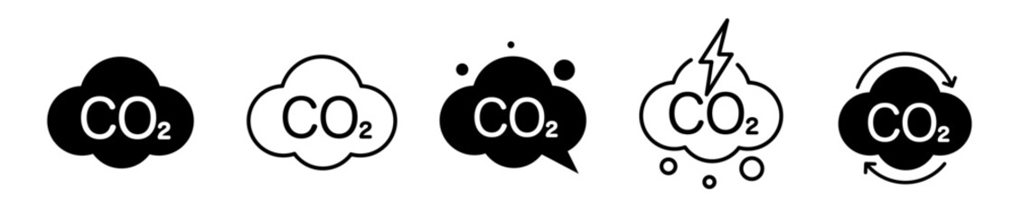 Reducing CO2 emissions vector set icon