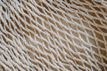 Flat Lay of Mesh Bag in Beige Tones, Subtle and Natural Style