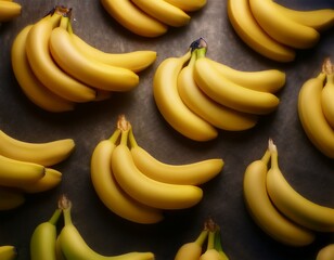 Fotografía profesional, de varios platanos, realizando un fondo de pantalla de un patron de platanos perfectamente alineados, realista, 4k