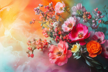 Gl&Atilde;&frac14;ckwunschkarte mit Blumenmotiv 