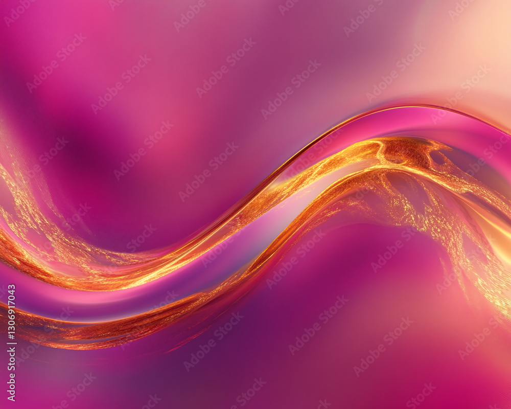 Poster Abstract image of flowing gold and pink hues, creating a dynamic and elegant design, suitable for various branding or decorative purposes