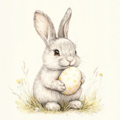 Obraz premium Easter rabbit illustration springtime background.