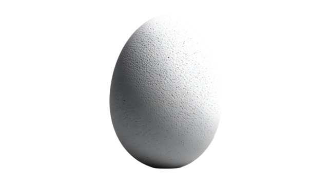 White Egg Rotates Slowly, Isolated on White Background