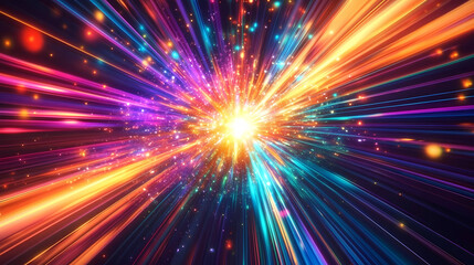 Naklejka premium Colorful Light Explosion with Radiating Core