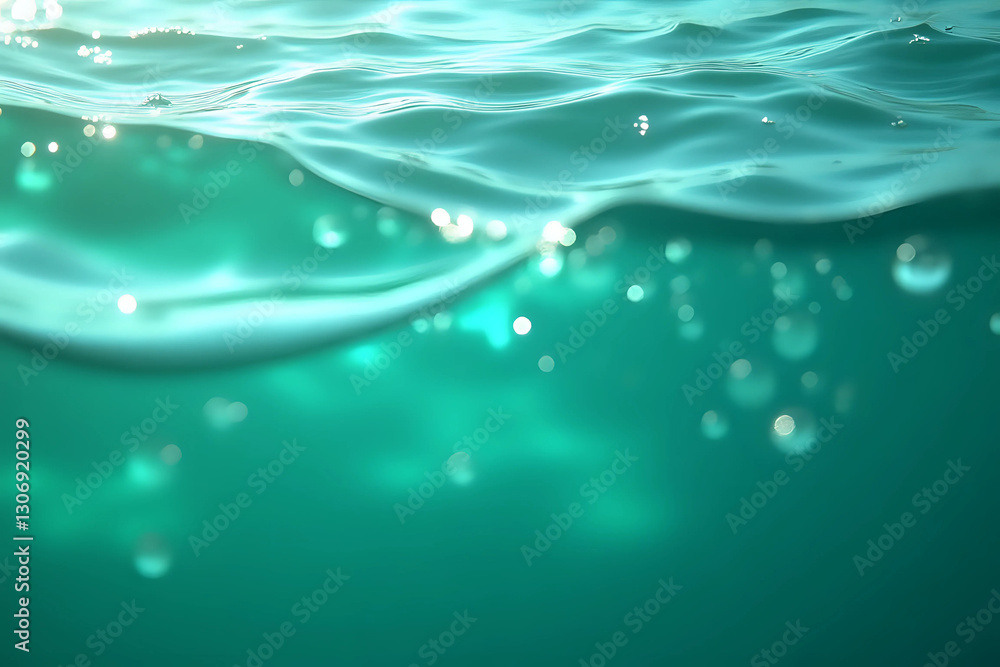Aufkleber green water with ripples on the surface. defocus blurred transparent blue colored clear calm water s