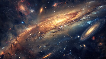 Stunning Cosmic Scene of Spiral Galaxy and Distant Star Clusters