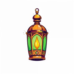 Golden Lantern Illustration: A detailed illustration of a decorative golden lantern with intricate designs and a warm, inviting light, perfect for cultural or festive themes.