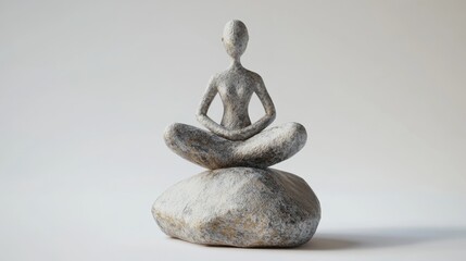 Meditation statue on a rock in serene setting