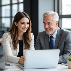 Obraz premium Young Manager Explaining Project to Mature Client or Partner