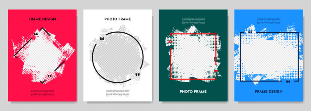 Vector illustration. Hand drawn abstract color frame set. Ink brush strokes mess. Design for poster, invitation, gift card, coupon, book cover, photography overlay, web banner. Paint splatter - Powered by Adobe