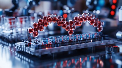 Scientific experiment with molecular models in lab