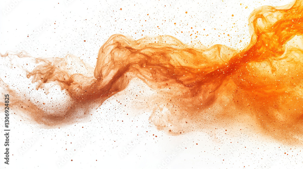 Poster vibrant orange liquid flowing gracefully with splashes and bubbles, creating dynamic and energetic v