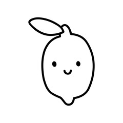 Kawaii lemon isolated on a white background. Vector hand-drawn illustration in doodle style. Perfect for cards, decorations, logo, various designs.