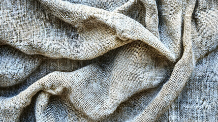 Fototapeta premium Textured burlap fabric background, crumpled, close-up, studio shot, rustic design element