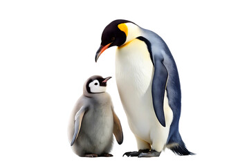 Fototapeta premium emperor penguin with chick isolated on transparent background