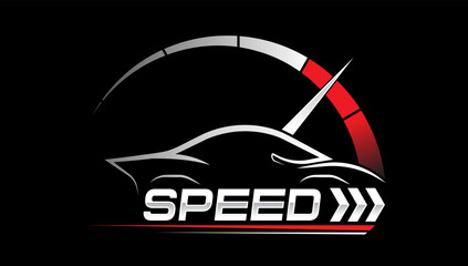 Speed of flaming speedometer for racing event. vector eps10