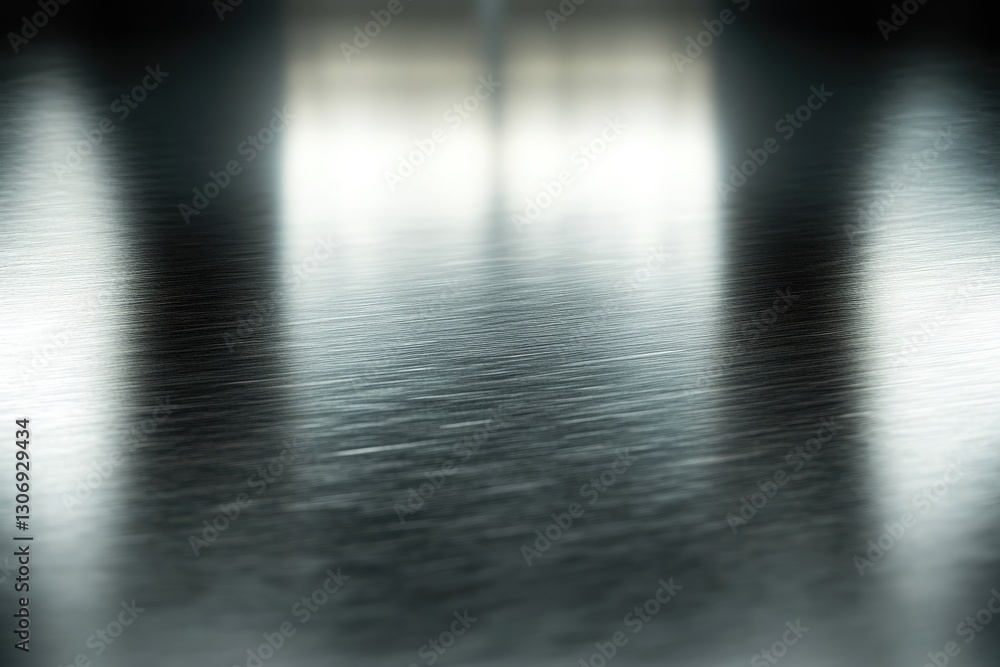 Poster abstract image of brushed metal surface with light reflections and shadows creating a minimalist des