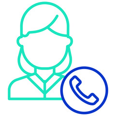 woman call outline dual color icon