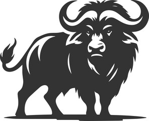 Buffalo turning its head sharply alert animal vector silhouette