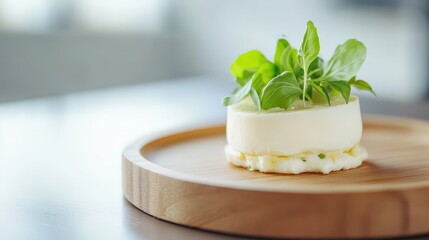 Culinary delight with traditional food presentation on wooden plate