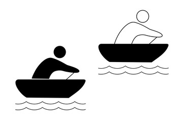 Person Paddling in Boat Icons