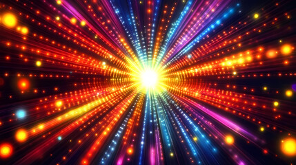 Obraz premium Colorful Light Beams Converging into a Bright Center