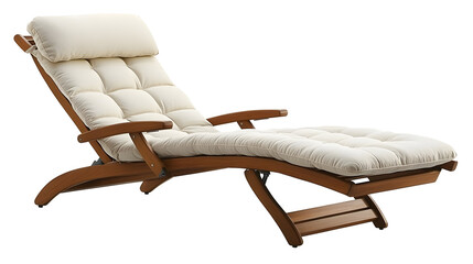 Wooden Recliner Chair Relaxing Comfort Isolated on White Background