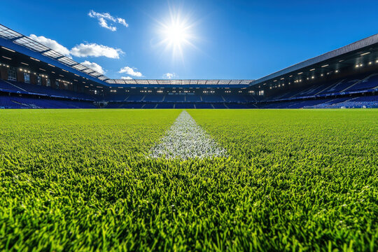 A vibrant view of Goodison Park, home of Everton FC, dynamic and lively, sports theme