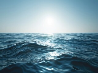 Fototapeta premium Serene ocean view with gentle waves under a bright, clear sky
