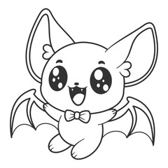 Cute bat flying happily, for coloring