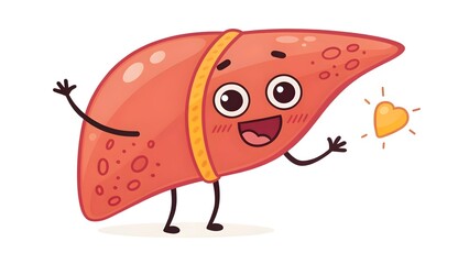Happy Liver Cartoon &ndash; Healthy and Friendly Organ