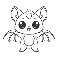 Cute bat standing and smiling, for coloring