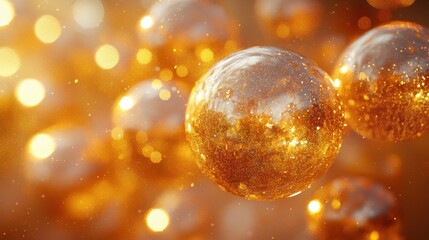 Dreamy golden bokeh ethereal amber light and warm glow