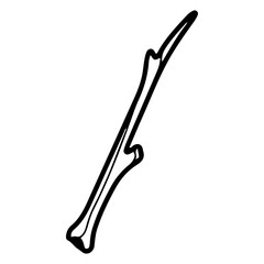 Tree branch dog toy. Hand drawn doodle. Puppy entertainment. Playing with animal. Pet care. Vector line art illustration.