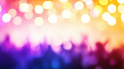 party scene with a crowd dancing under colorful disco lights, festive and lively,