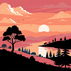 landscape illustration image with vector