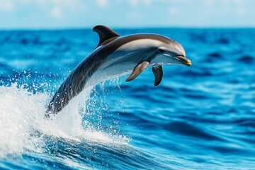 A dolphin riding the bow wave of a boat, leaping joyfully through the surf