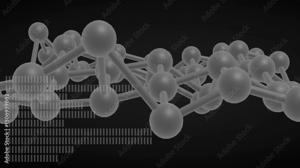 Aufkleber animating binary code and molecular structure on dark background, futuristic concept