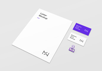 Minimal Letter and Business Card Mockup